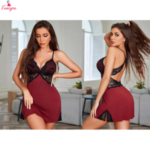Fancyra Women Elegant Chemise Maroon Babydoll Lingerie