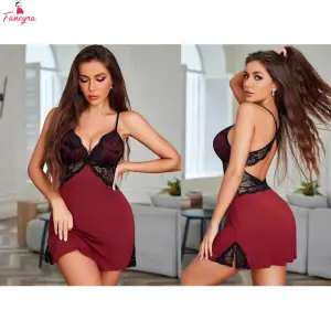 Fancyra Women Elegant Chemise Maroon Babydoll Lingerie