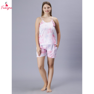 Fancyra Women Elegant Cotton Blend Sleeveless Nightsuit Pajama Set