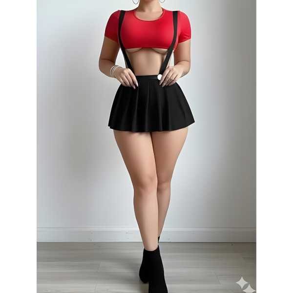 Fancyra Women Elegant Crop Top and Skirt Set Role Play Costumes Lingerie - Image 2