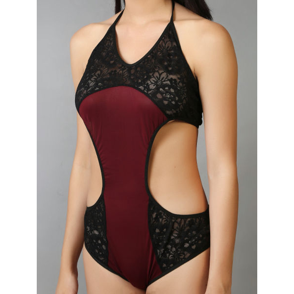 Fancyra Women Elegant Halter Neck One Piece Bodysuit Lingerie - Image 3