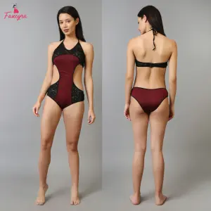 Fancyra Women Elegant Halter Neck One Piece Bodysuit Lingerie