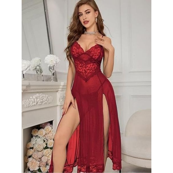 Fancyra Women Elegant Lace Babydoll Nightwear with Matching G-String - Image 2