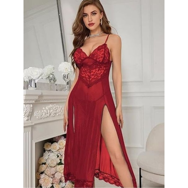 Fancyra Women Elegant Lace Babydoll Nightwear with Matching G-String - Image 3