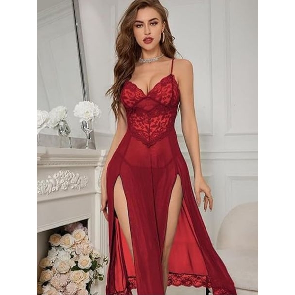 Fancyra Women Elegant Lace Babydoll Nightwear with Matching G-String - Image 5