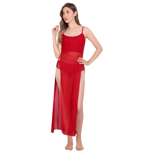 Fancyra Women Elegant Long Mesh See Through Babydoll Lingerie Nighty - Image 3