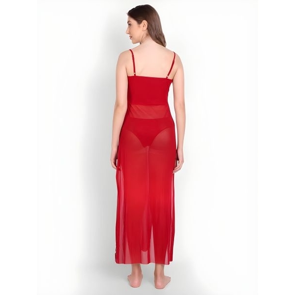 Fancyra Women Elegant Long Mesh See Through Babydoll Lingerie Nighty - Image 4