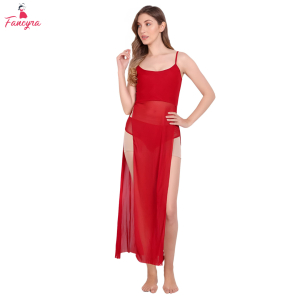 Fancyra Women Elegant Long Mesh See Through Babydoll Lingerie Nighty