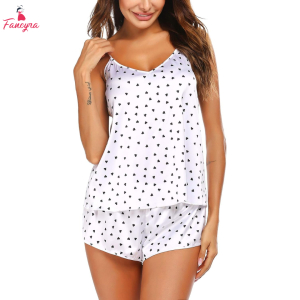 Fancyra Women Elegant Love Printed Cami Top and Shorts Sleepwear Pajama Set