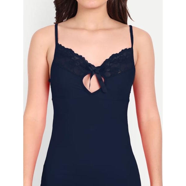 Fancyra Women Elegant Navy Blue Babydoll Nightwear Lingerie Dress - Image 4