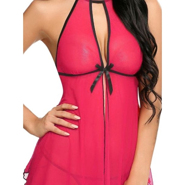 Fancyra Women Elegant Open Front See Through Babydoll Lingerie Nighty - Image 3
