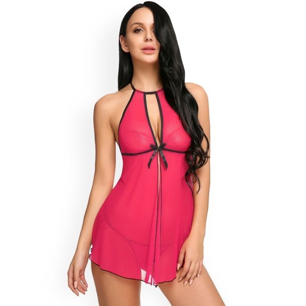 Fancyra Women Elegant Open Front See Through Babydoll Lingerie Nighty - Image 5
