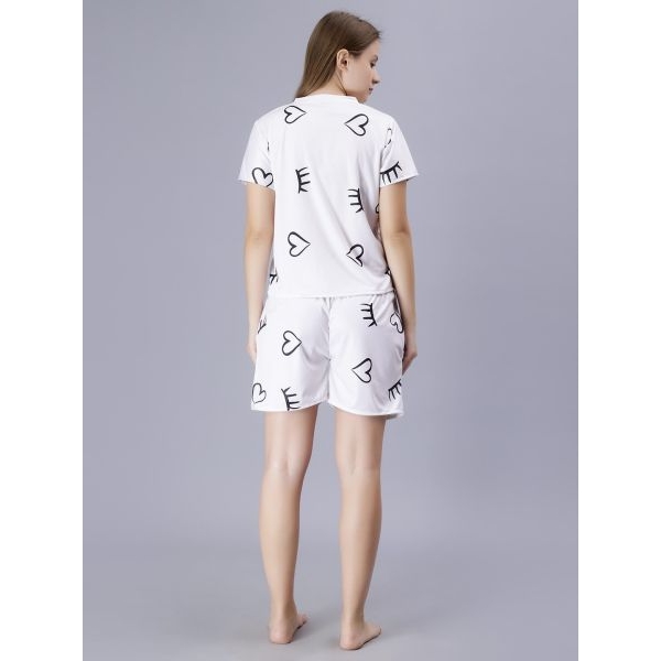 Fancyra Women Elegant Printed Short Sleeves Top & Shorts Pajama Set - Image 4
