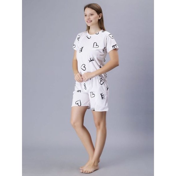 Fancyra Women Elegant Printed Short Sleeves Top & Shorts Pajama Set - Image 5
