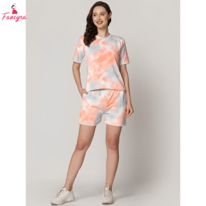 Fancyra Women Elegant Printed Top & Shorts Pajama Set