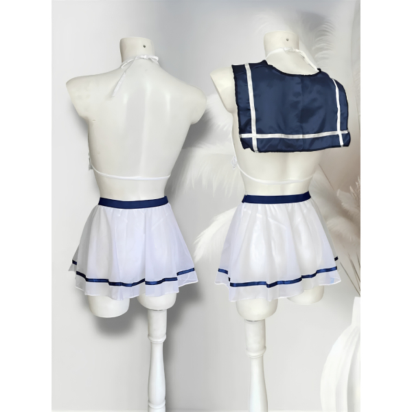 Fancyra Women Elegant See Through Cosplay Roleplay Top with Skirt Lingerie Set - Image 4