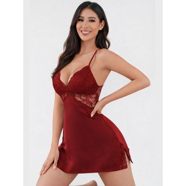 Fancyra Women Elegant Side Split Babdydoll Chemise Nighty Lingerie - Image 2