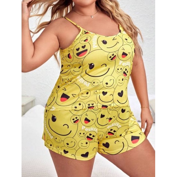 Fancyra Women Emoji Printed Tee and Shorts Cute Pajama Set - Image 5