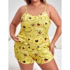 Fancyra Women Emoji Printed Tee and Shorts Cute Pajama Set