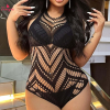 Fancyra Women Fishnet Bodysuit Halter Mesh Tops One Piece Sheer Teddy Lingerie