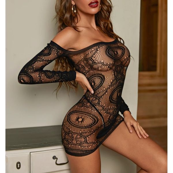Fancyra Women Fishnet Lingerie Hollow Out See-through Mesh Bodystocking - Image 5