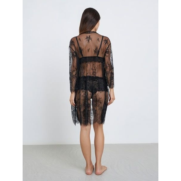 Fancyra Women Floral Elegant Pack of 3 - Lace Bralette, Shorts and Robe Nightwear Set - Image 4