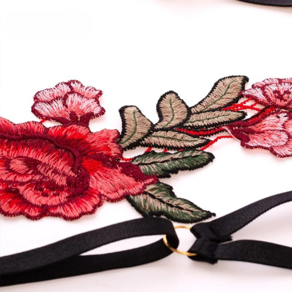 Fancyra Women Floral Embroidered Strappy Bra Panty Lingerie Set - Image 4