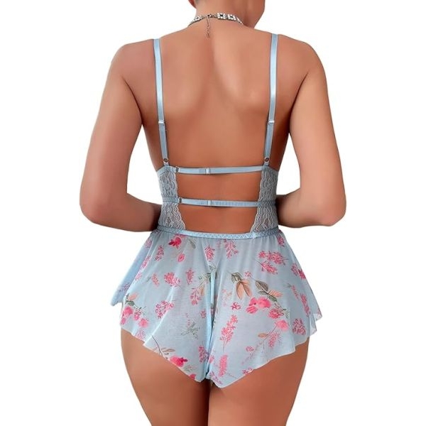 Fancyra Women Floral Lace Mesh Babydoll Lingerie Sleepwear - Image 3
