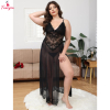 Fancyra Women Floral Lace Mesh Side Split Long Babydoll Lingerie