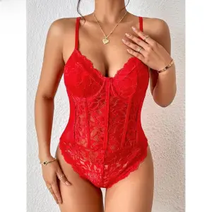 Fancyra Women Floral Lace Sheer Spaghetti Strap Scallop Trim Bustier Cami Bodysuit Lingerie Top