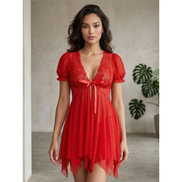 Fancyra Women Floral Lace Soft Net Hot Babydoll Lingerie - Image 2