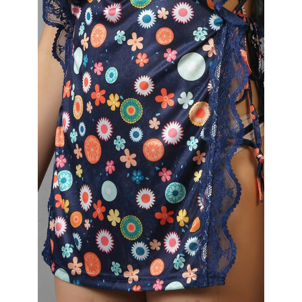 Fancyra Women Floral Printed Elegant Babydoll Dress & Panty Set - Image 4