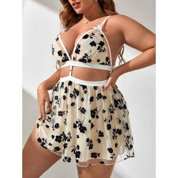 Fancyra Women Floral Printed Elegant Babydoll Lingerie Nighty - Image 4