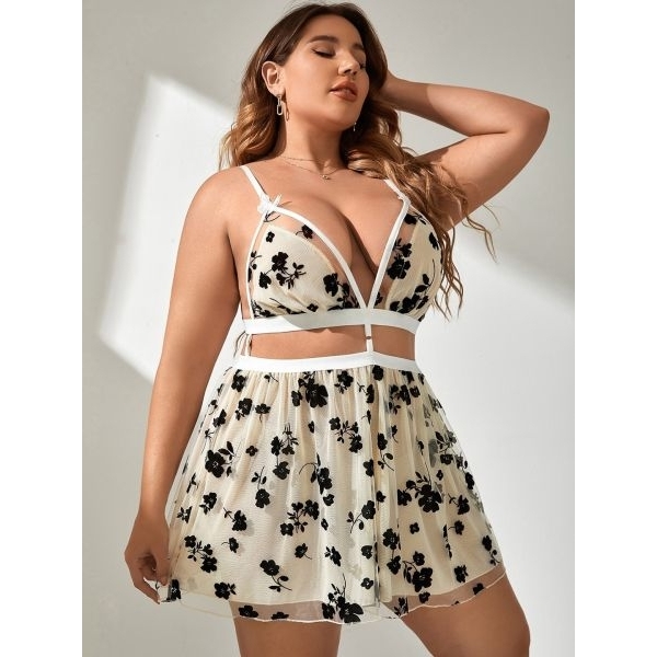 Fancyra Women Floral Printed Elegant Babydoll Lingerie Nighty - Image 5