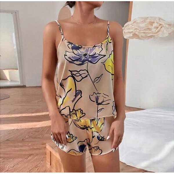 Fancyra Women Floral Printed Sleeveless Cami Top & Shorts Sleepwear Set - Image 4