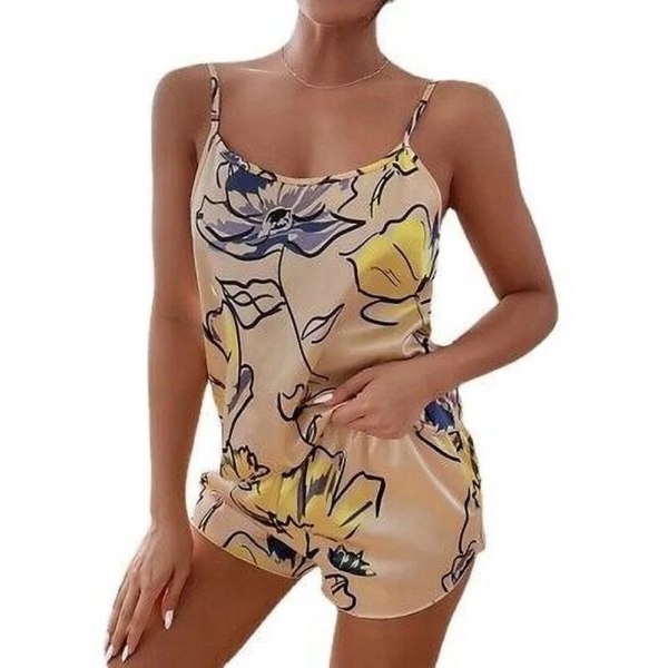 Fancyra Women Floral Printed Sleeveless Cami Top & Shorts Sleepwear Set - Image 5