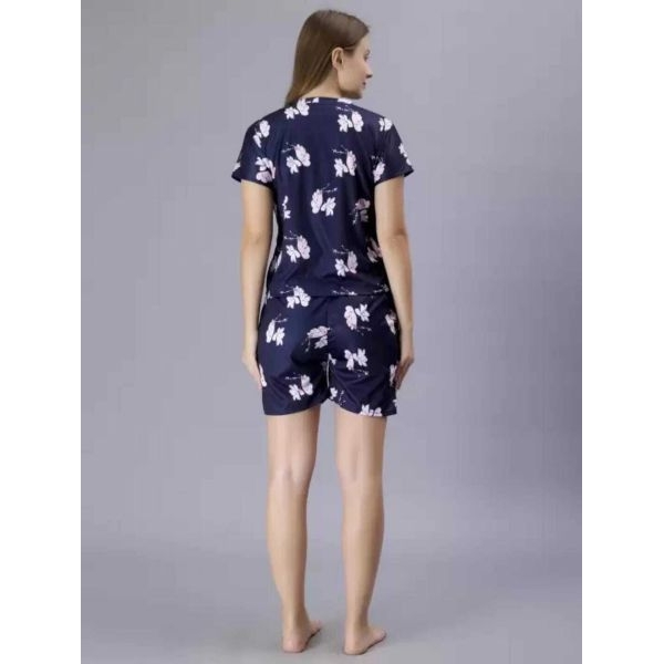 Fancyra Women Floral Short Sleeves Top and Shorts Pajama Set - Image 3