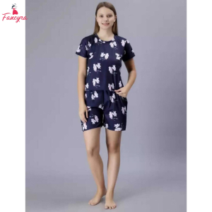 Fancyra Women Floral Short Sleeves Top and Shorts Pajama Set
