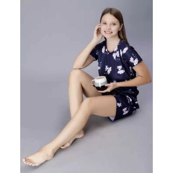 Fancyra Women Floral Short Sleeves Top and Shorts Pajama Set - Image 5