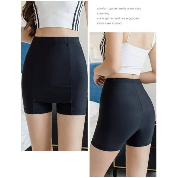 Fancyra Women Front Crotch Ice Silk Safety Shorts Seamless Underwear Black Color - Image 5