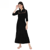 Fancyra Women Full Length Black Velvet Winter Nighty Nightdress