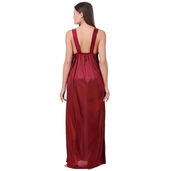 Fancyra Women Full Length Satin Solid Maxi Nighty for Women - Image 3