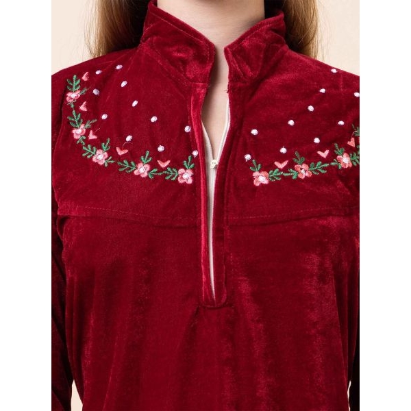 Fancyra Women Full Length Velvet Winter Nighty Nightdress - Image 2