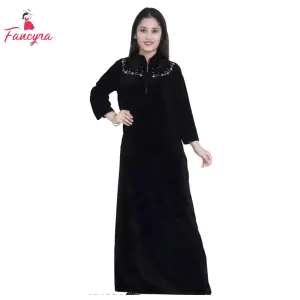 Fancyra Women Full Length Velvet Winter Nighty Nightdress