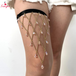 Fancyra Women Gold Plated Elastic Bandage Thigh Chain