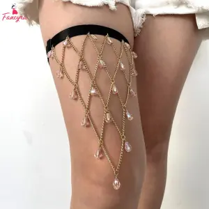 Fancyra Women Gold Plated Elastic Bandage Thigh Chain