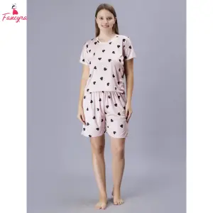 Fancyra Women Heart Printed Beautiful Tee and Shorts Pajama Set