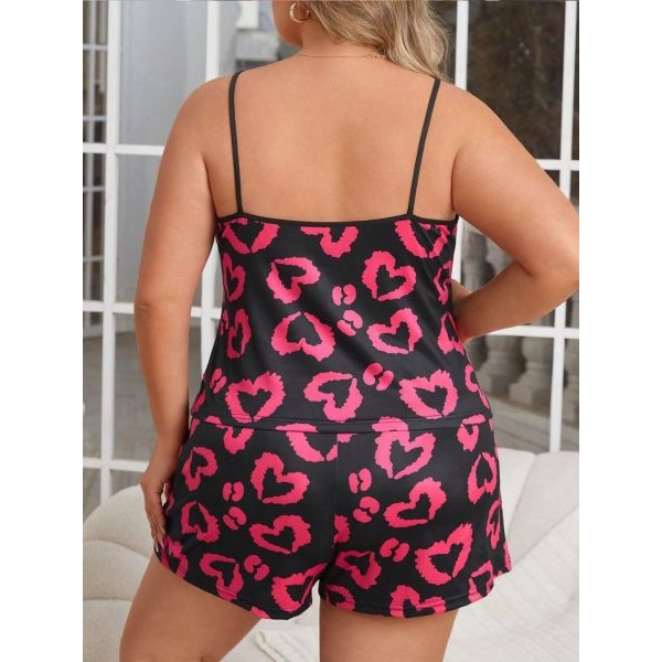 Fancyra Women Heart Printed Camisole Top & Shorts Sleepwear Pajama Set - Image 3