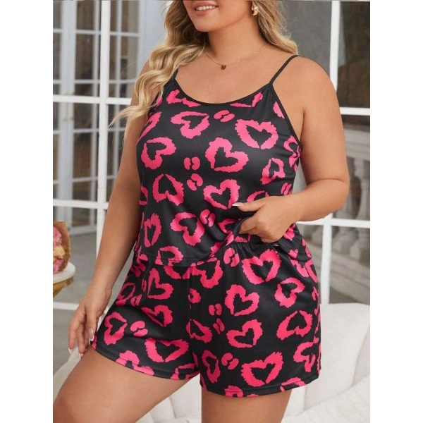 Fancyra Women Heart Printed Camisole Top & Shorts Sleepwear Pajama Set - Image 4
