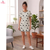 Fancyra Women Heart Printed Soft Stretch Ribbed Knit Comfortable Nighty Top Mini Dress